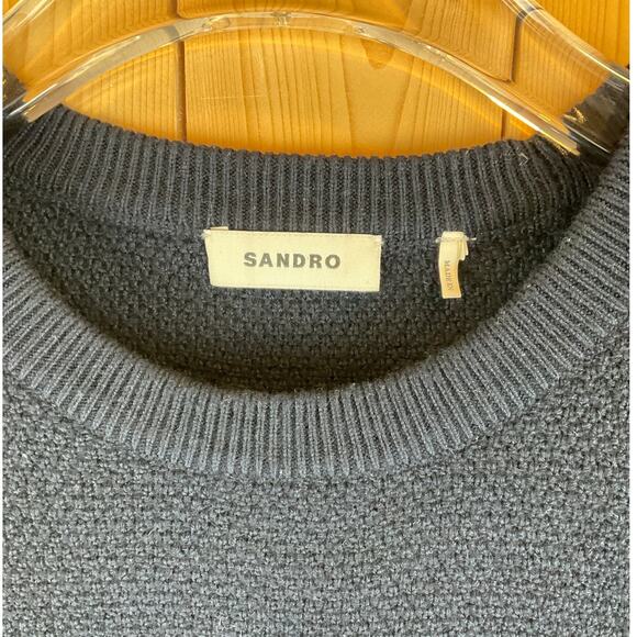 Sandro Men's Knit Cardigan Sweater, Navy Blue - Size M - Picture 3 of 7